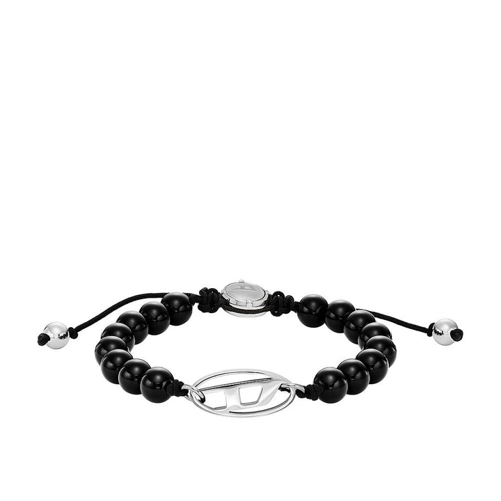 DIESEL Armband für Männer, Schwarzes Achat Perlenarmband, Länge: 250mm, Breite: 23mm, Höhe: 11mm, DX