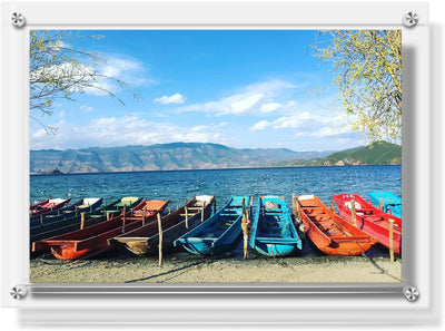 AMEITECH Acryl Wandhalter Bilderrahmen, Doppelte Panel Clear Hanging Photo Frame hält 43,6 x 31,5cm