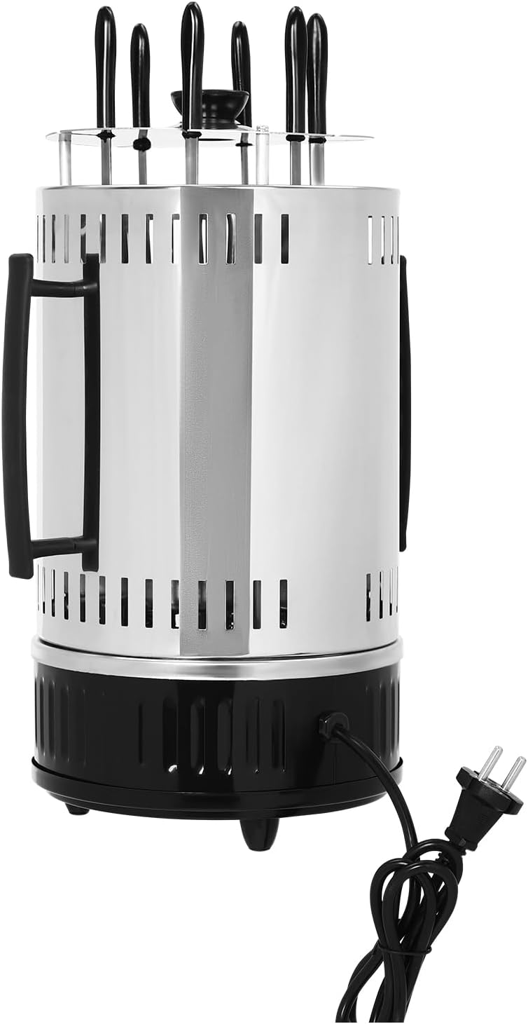 Vertikaler Elektrogrill Edelstahl 1000W Elektrischer Schaschlikgrill mit 5/6 Spiesse Rauchfrei Tisch
