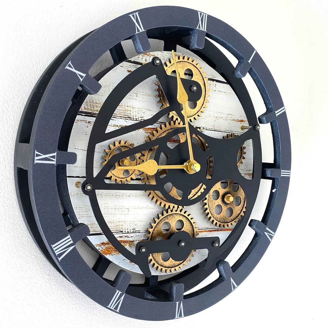 ImprovingLife The Gears Clock Schreibtischuhr, 25,4 cm, mit echten beweglichen Zahnrädern, umwandelb