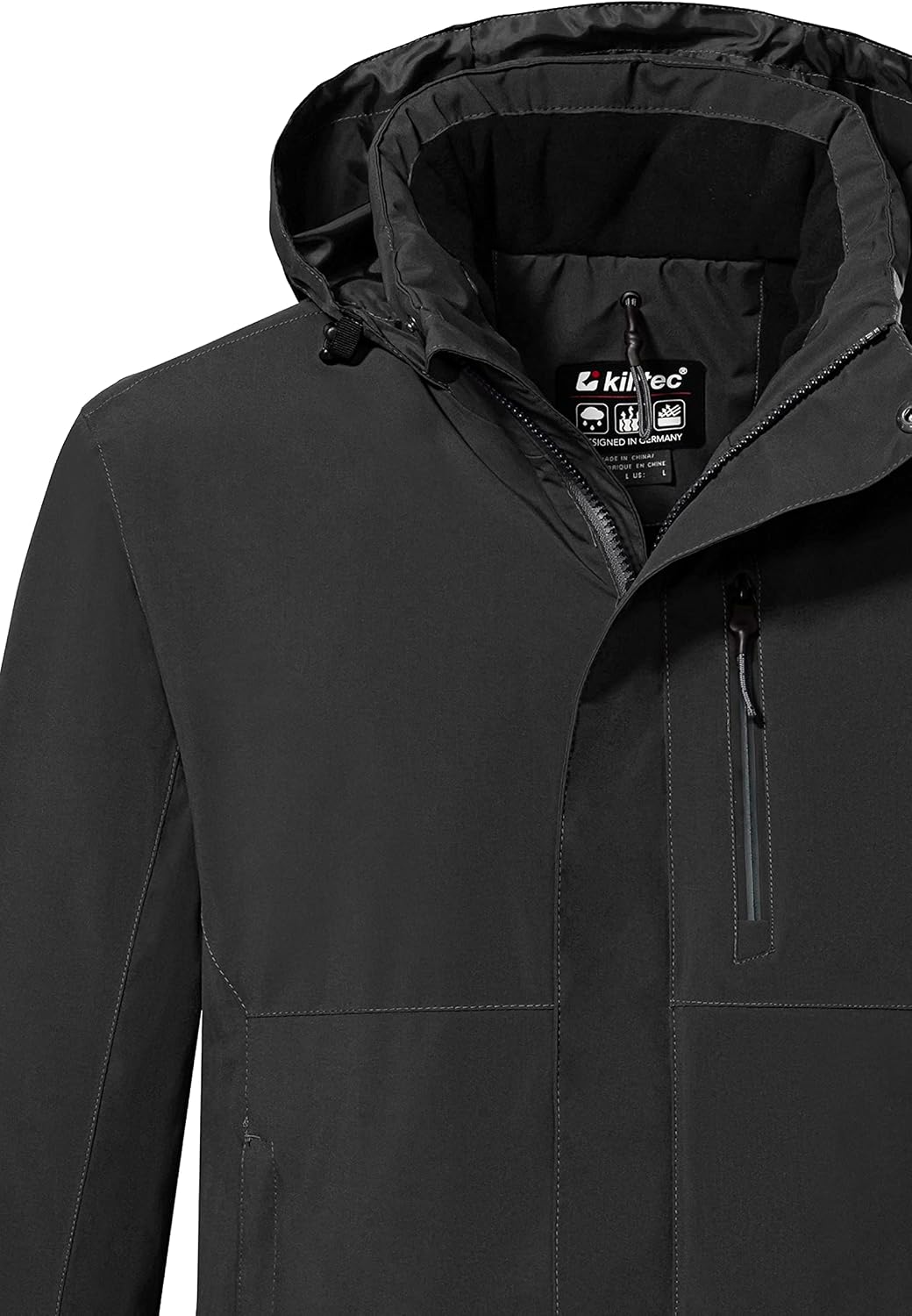 Killtec Herren Kow 68 Mn Jckt Outdoorjacke/Funktionsjacke mit einrollbarer Kapuze M Schwarz, M Schwa