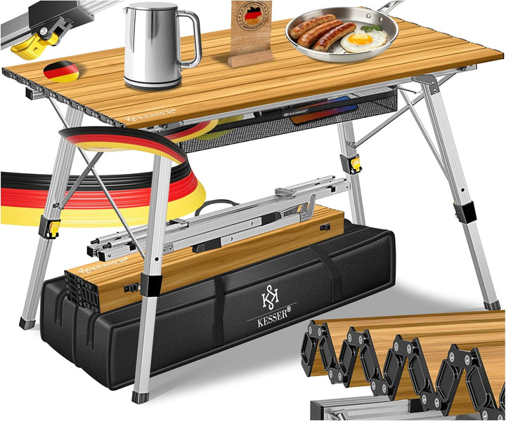 KESSER® Campingtisch faltbar Klapptisch mit Aluminiumrahmen Aufrollbare Tischplatte Falttisch klappb