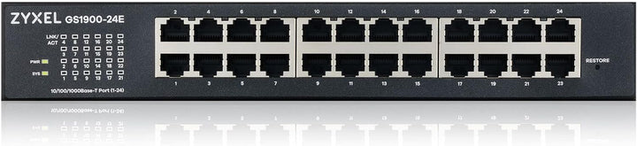 Zyxel 24-Port Gigabit Switch | Smart Managed | Desktop/Rackmount und lüfterlos | VLAN, IGMP, QoS | G