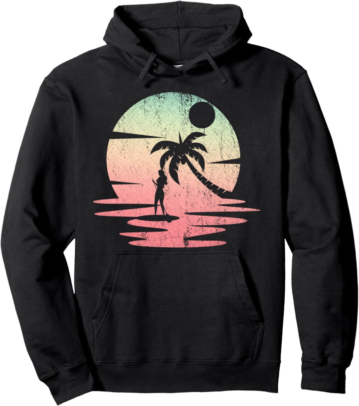 Sonnenuntergang SUP Tropischer Strand Stand Up Paddling Pullover Hoodie