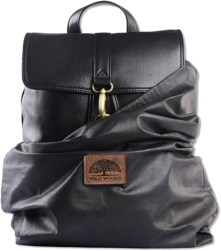 WILD WOODS | Rucksack Herren Damen Unisex Leder Schulrucksack Fahrradrucksack Wanderrucksack Lederru