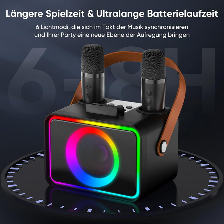 [2026] Karaoke Maschine 2 Mikrofonen: Karaoke Anlage mit 2 Karaoke Mikrofonen - Tragbare Bluetooth K