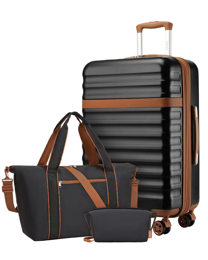 KONO Reisekoffer 3er Set, Erweiterbar Hartschalenkoffer Gross mit 4 Rollen und TSA Schloss, leichte