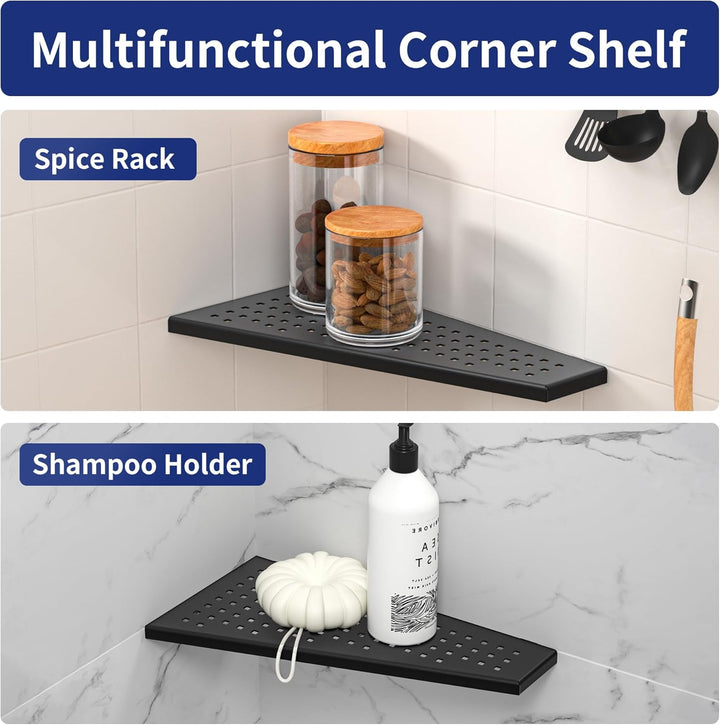 Eckablage Duschablage 304 Edelstahl ohne Bohren für Badezimmer Shampoo Halter Organizer Trapezförmig
