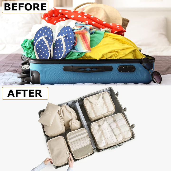 BillyBath Koffer Organizer set, Packing Cubes Kleidertaschen Schuhbeutel Reiseorganizer Packwürfel K