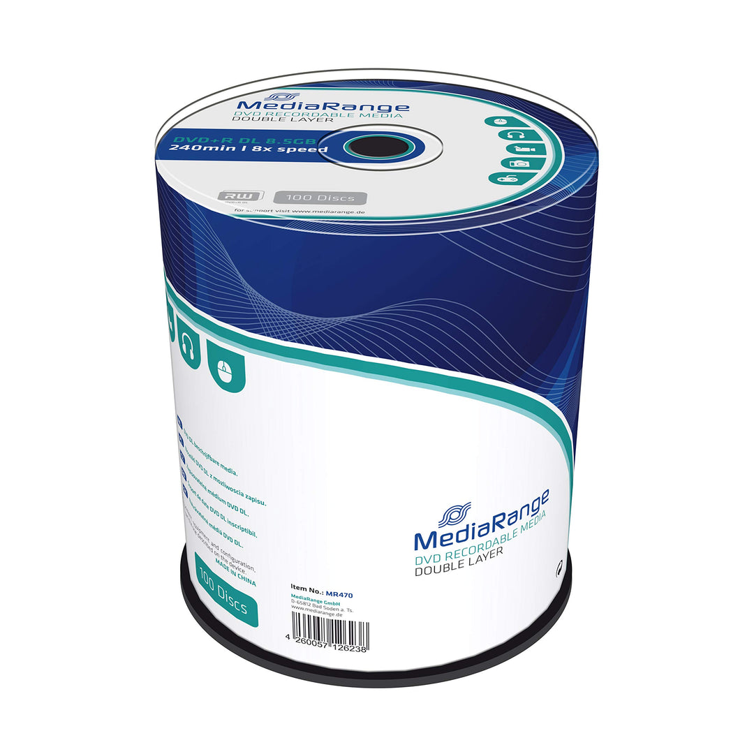 MediaRange MR470 DVD+R Double Layer 8.5Gb|240Min 8-fache Schreibgeschwindigkeit, 100er Cakebox 100er