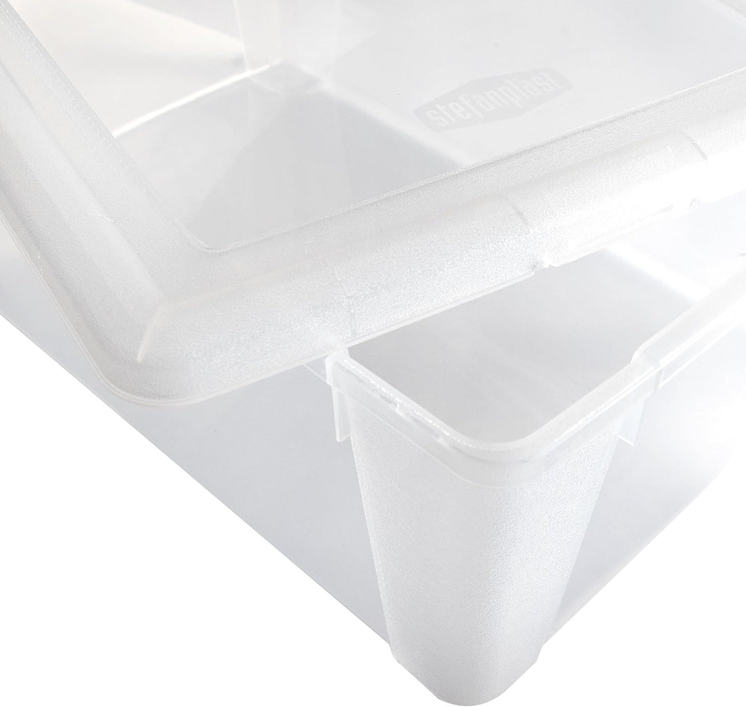 6 x Aufbewahrungsbox Deckel 2L 19x16x10cm transparent Kunststoff Box Büro 6 2 Liter ohne Rollen, 6 2