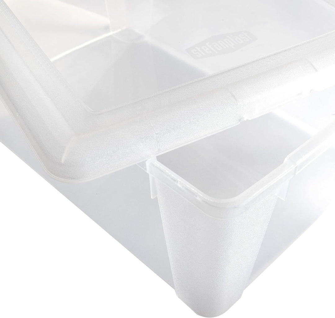 12 x Aufbewahrungsbox Deckel 2L 19x16x10cm transparent Kunststoff Box Büro 12 2 Liter ohne Rollen, 1