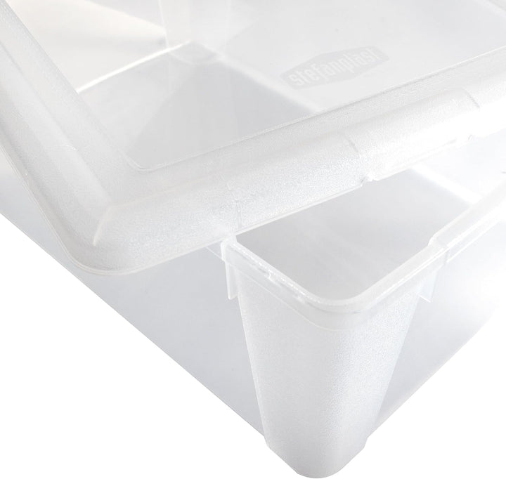 12 x Aufbewahrungsbox Deckel 2L 19x16x10cm transparent Kunststoff Box Büro 12 2 Liter ohne Rollen, 1