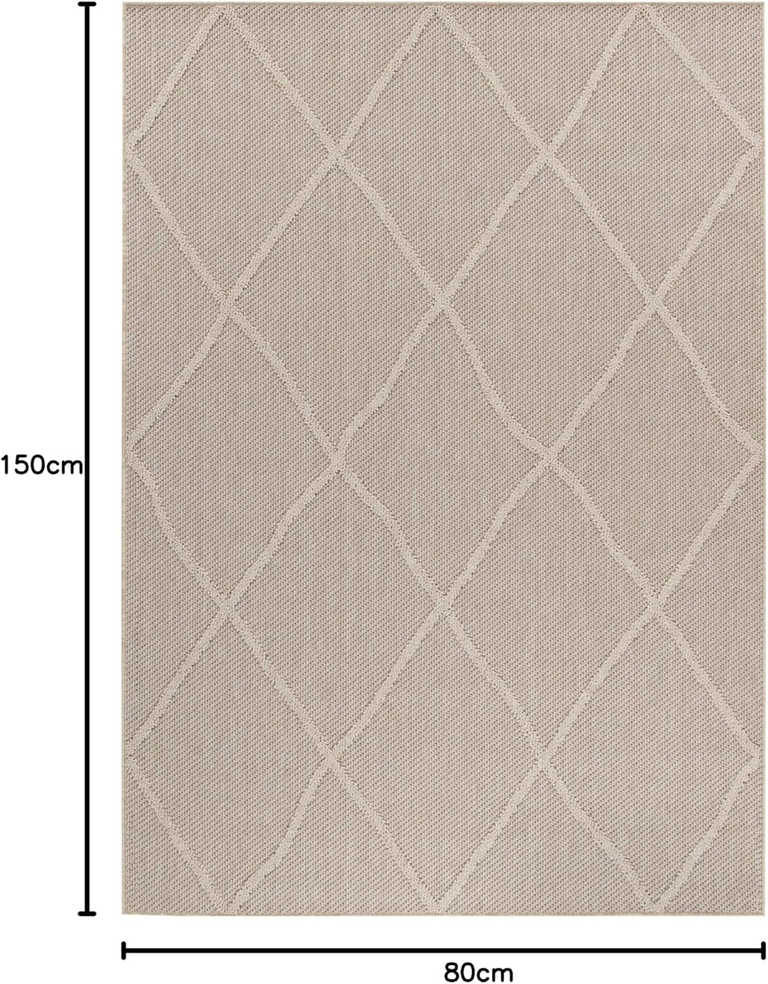 HomebyHome In& Outdoor Teppich Wetterfest, Grau 80x150 cm Teppich Küche, Waschbarer Küchenläufer Fla