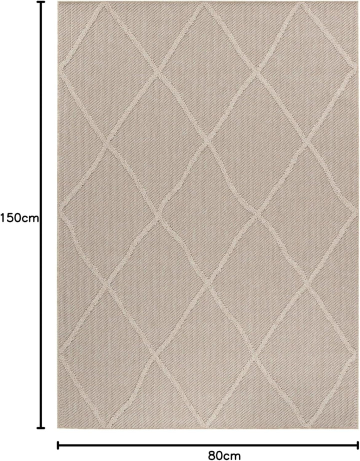 HomebyHome In& Outdoor Teppich Wetterfest, Grau 80x150 cm Teppich Küche, Waschbarer Küchenläufer Fla