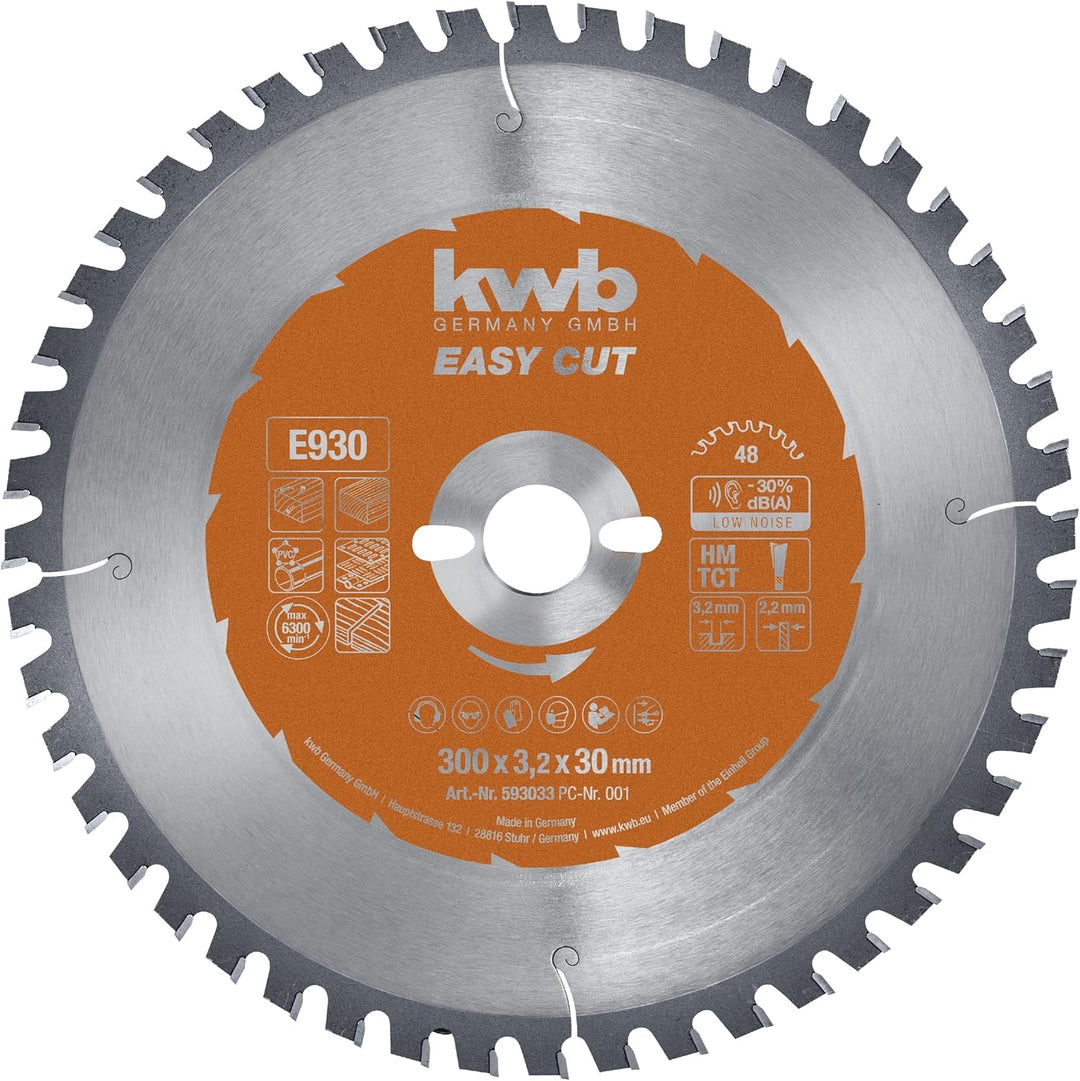 kwb Kreissägeblatt 300 x 30 mm, Made in Germany, Nagelfest, für Holz mit Metallresten, Universal Säg