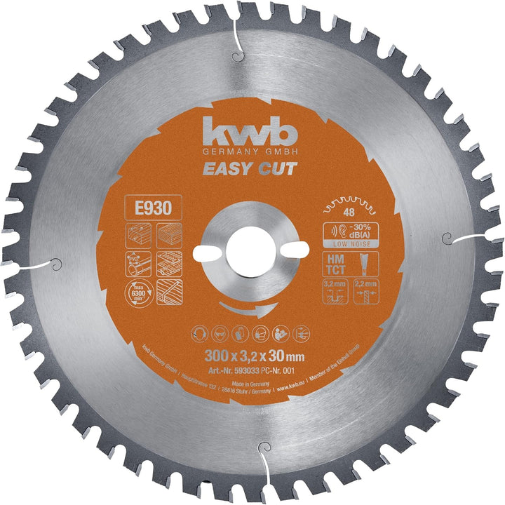 kwb Kreissägeblatt 300 x 30 mm, Made in Germany, Nagelfest, für Holz mit Metallresten, Universal Säg