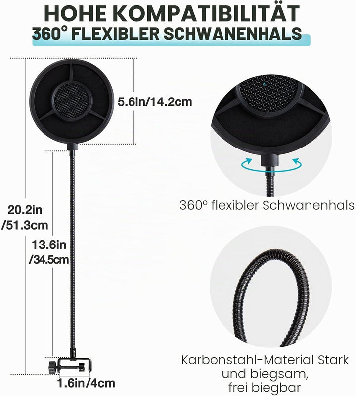 YOUSHARES 6-Lagen Popschutz für K688 – Mikrofon Pop Filter Schallschutz kompatibel mit Fifine K688,