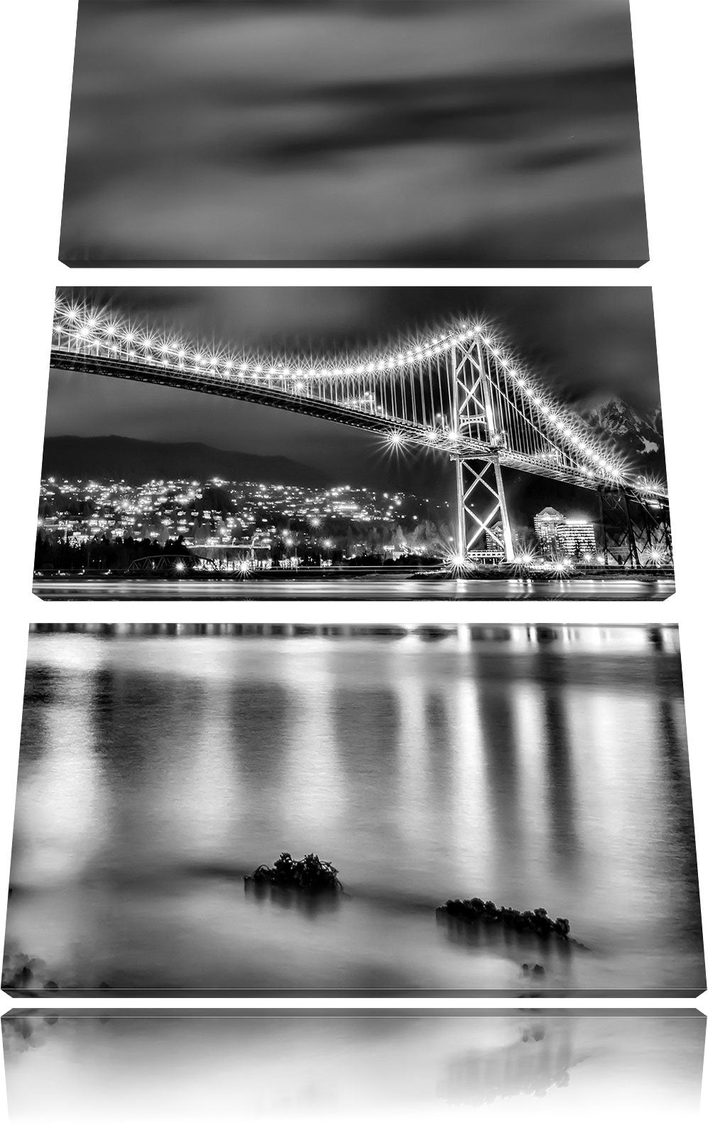 Pixxprint Lions Gate Bridge Vancouver als Leinwandbild/Grösse: 3 Teilig (120x80 cm) cm/Wandbild/Kuns