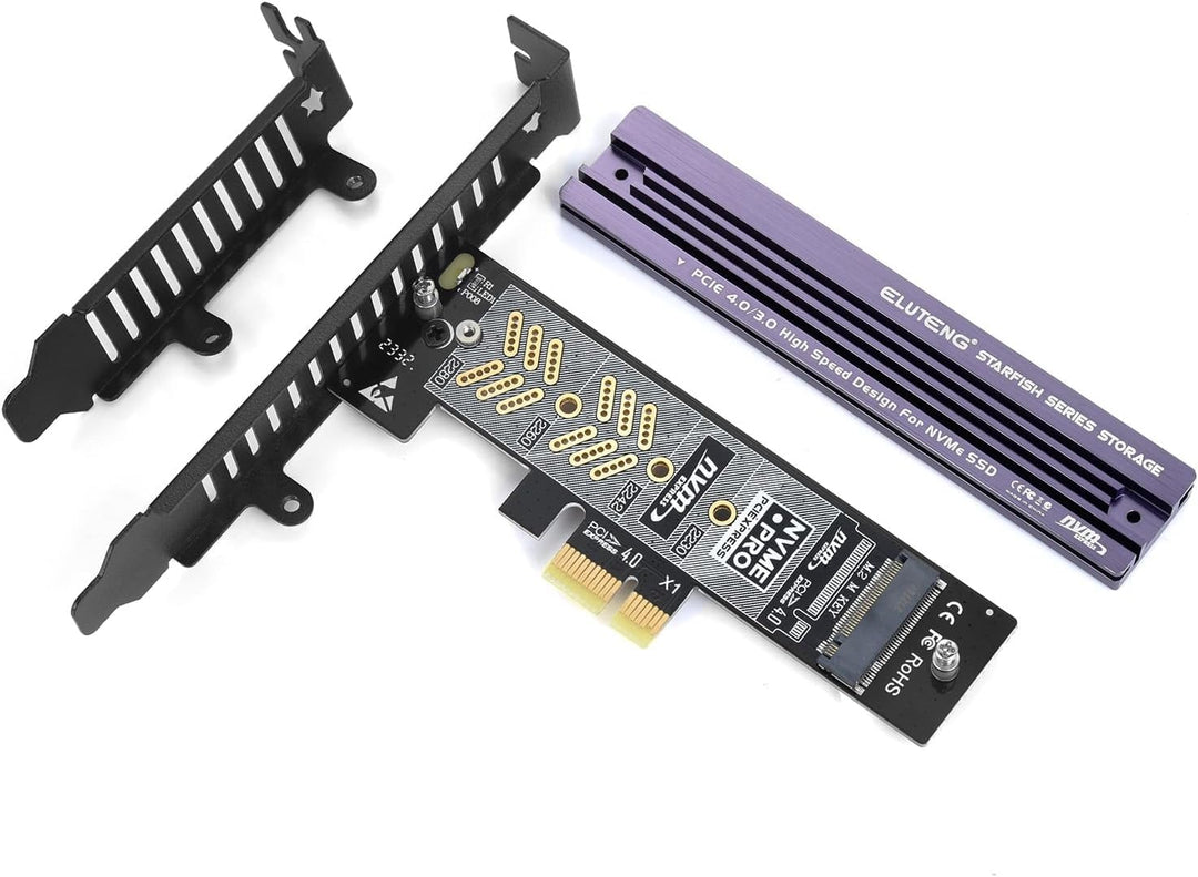 ELUTENG M.2 NVMe zu PCIe 4.0 X1 Adapter Karte, Aluminium-Kühlkörper-Lösung, M.2 SSD PCI Express NVMe
