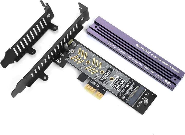 ELUTENG M.2 NVMe zu PCIe 4.0 X1 Adapter Karte, Aluminium-Kühlkörper-Lösung, M.2 SSD PCI Express NVMe