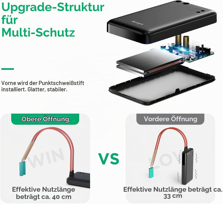Mini-Punktschweissgerät, Kerpu 5000mAh Batterie-Punktschweissgerät, 6-Gänge einstellbar mit Typ-C La