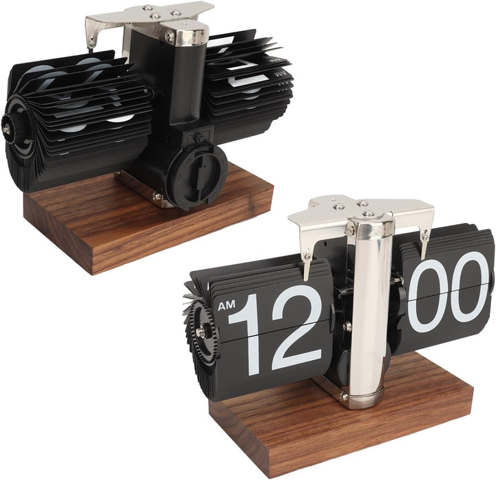 banapoy Flip-Schreibtischuhr, Retro-Vintage-Flip-Down-Uhr, Automatisch Drehende Digitalanzeige, Mech