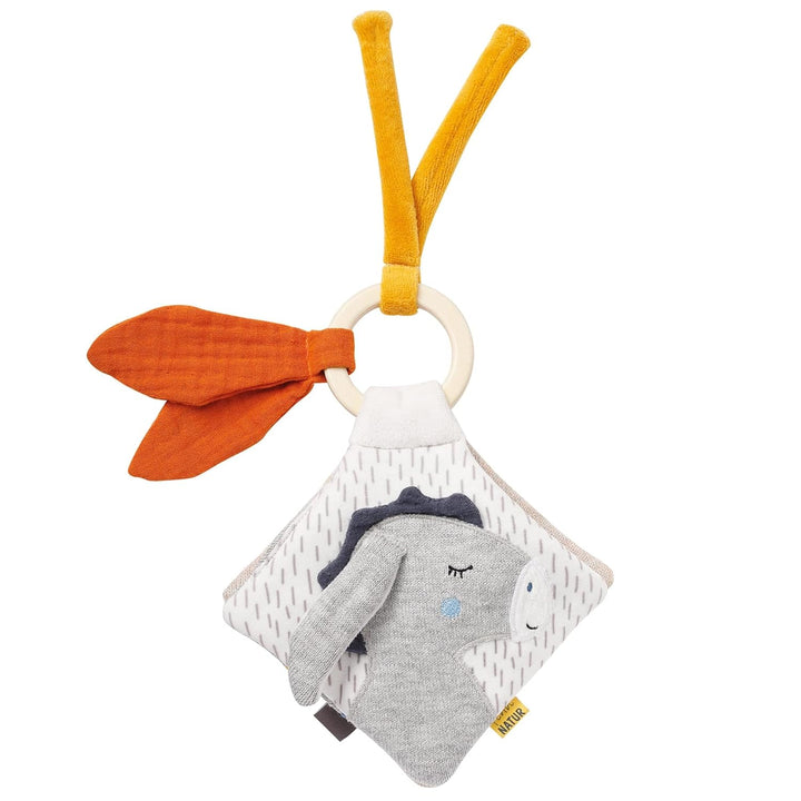 Fehn Fühlbuch Esel & Teddy - Buggybuch mit Bio Baumwolle - Babyspielzeug Buch mit Rassel, Raschelpap