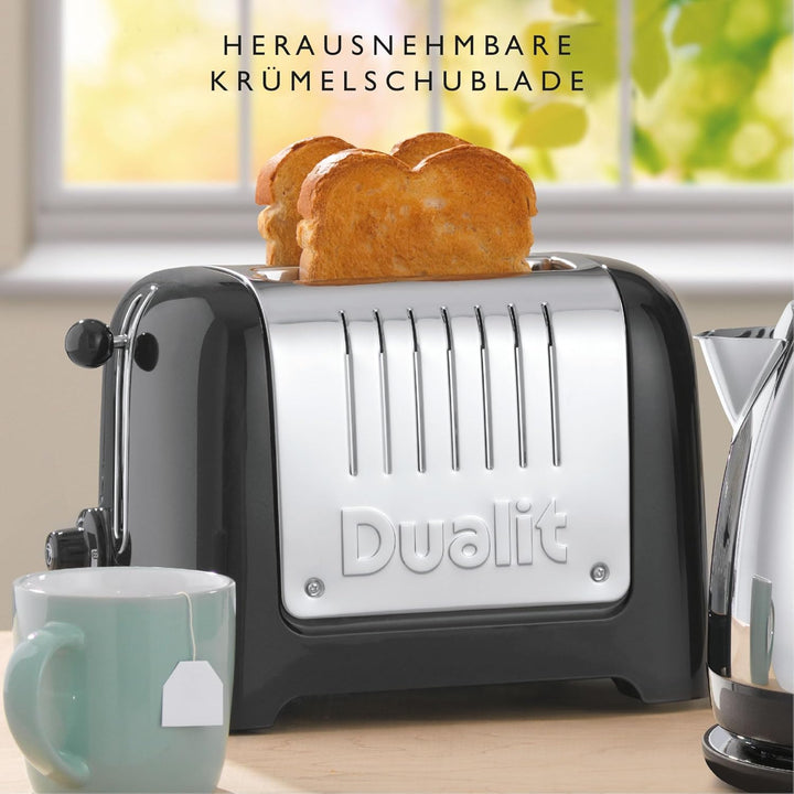 Dualit Lite 2 Scheiben Toaster - 1,1kW Toastet 60 Scheiben Toast Pro Stunde - Poliert mit Rand in Sc