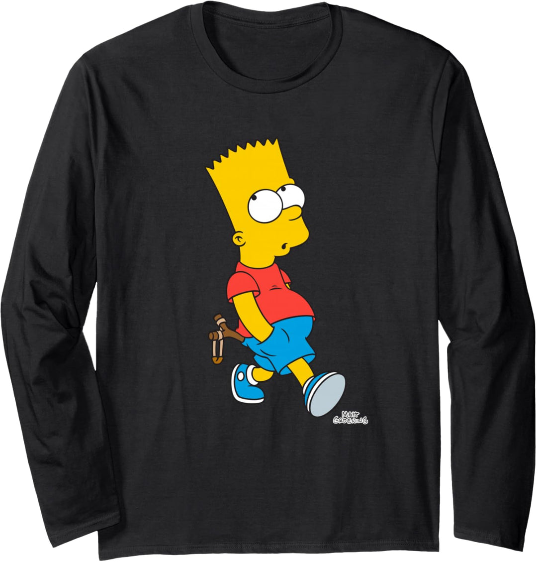 The Simpsons Bart Simpson With Slingshot Langarmshirt