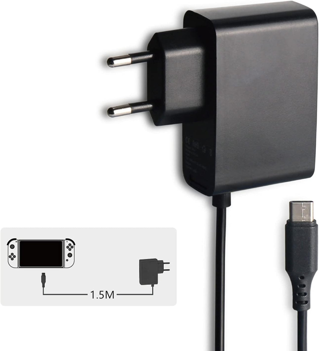 Ladegerät für Switch Console Netzteil Unterstützt TV-Modus Schnelles Aufladen mit 1,5m/5ft Kabel Kom