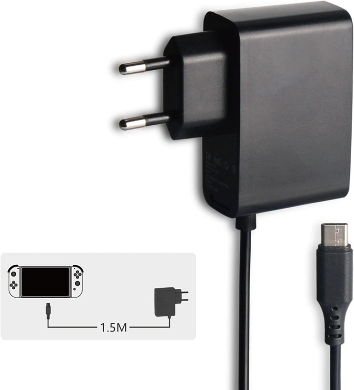 Ladegerät für Switch Console Netzteil Unterstützt TV-Modus Schnelles Aufladen mit 1,5m/5ft Kabel Kom