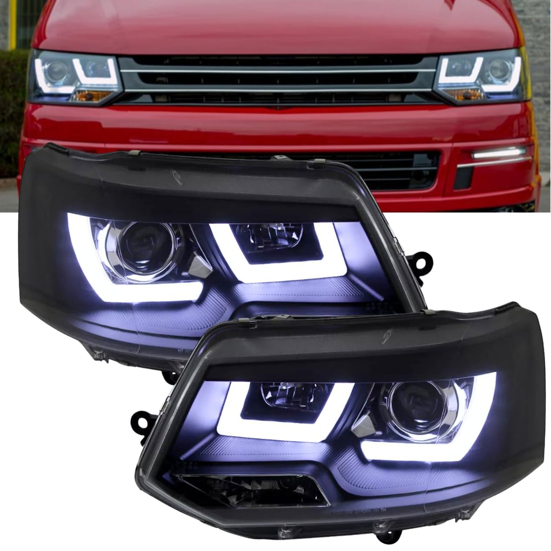 CR-Lights Led Tagfahrlicht Light Tube Scheinwerfer Set für VW T5 GP 2010-2015 in schwarz