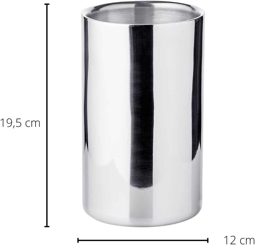 EDZARD Flaschenkühler Nebraska, Höhe 20 cm, Durchmesser 12 cm, für 1 Flasche, doppelwandig, Edelstah