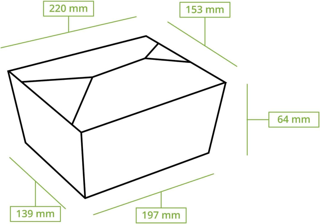 BIOZOYG Speise Box Take Away I Bio Speisebox mit Faltdeckel 1500 ml I Pappschachtel rechteckig I bra