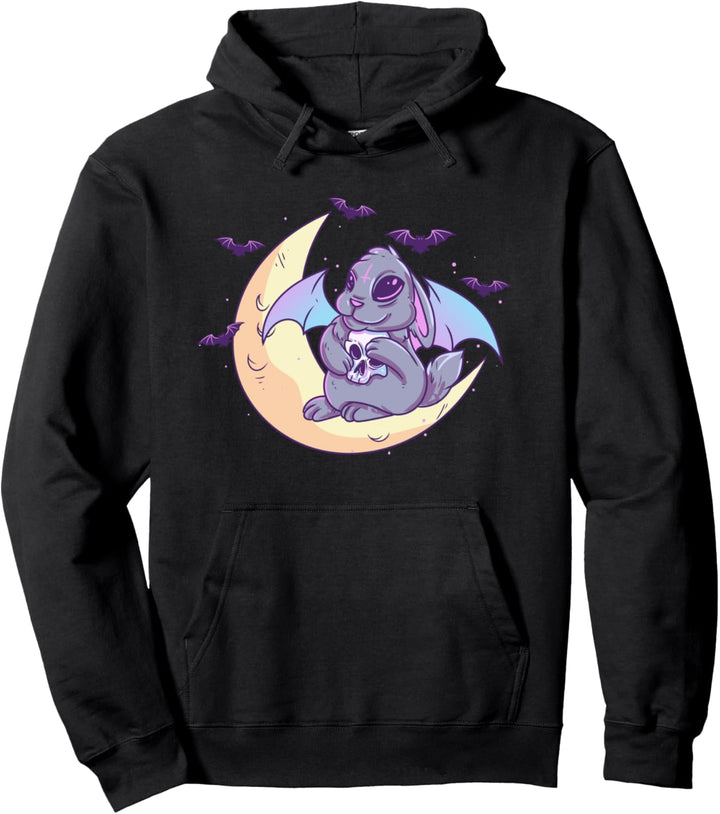 Kawaii Pastell Gothic Hasen-Fledermaus mit Mond für Anime Frauen Mädchen Pullover Hoodie