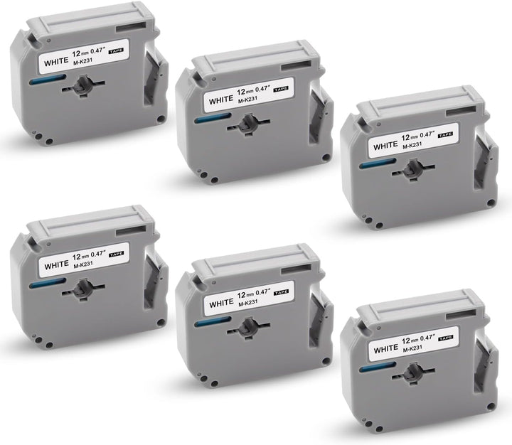 6x XemaX Kompatibel Brother MK231S 12mm Bänder Ersatz für Brother M K231 MK-231 M-K231 MK231 MK 231