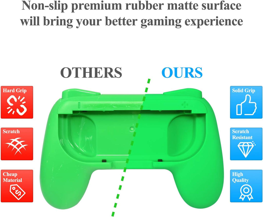Griffe Halterung für Joy Con Switch & Switch OLED-Modell mit Daumen Griffkappen, (4 Pack) Gummioberf