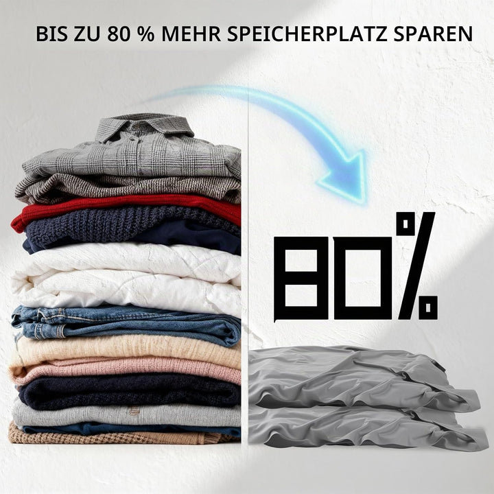Packung von 2 wiederverwendbaren Stoffvakuumdichtungsbeuteln für Kleidung - Kompression Travel Essen