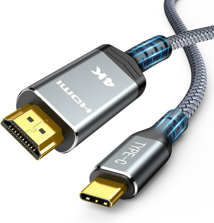 Highwings USB C auf HDMI Kabel 4K@60Hz 3Meter, USB C HDMI Kabel UHD Thunderbolt 3/4 Kompatibel für i
