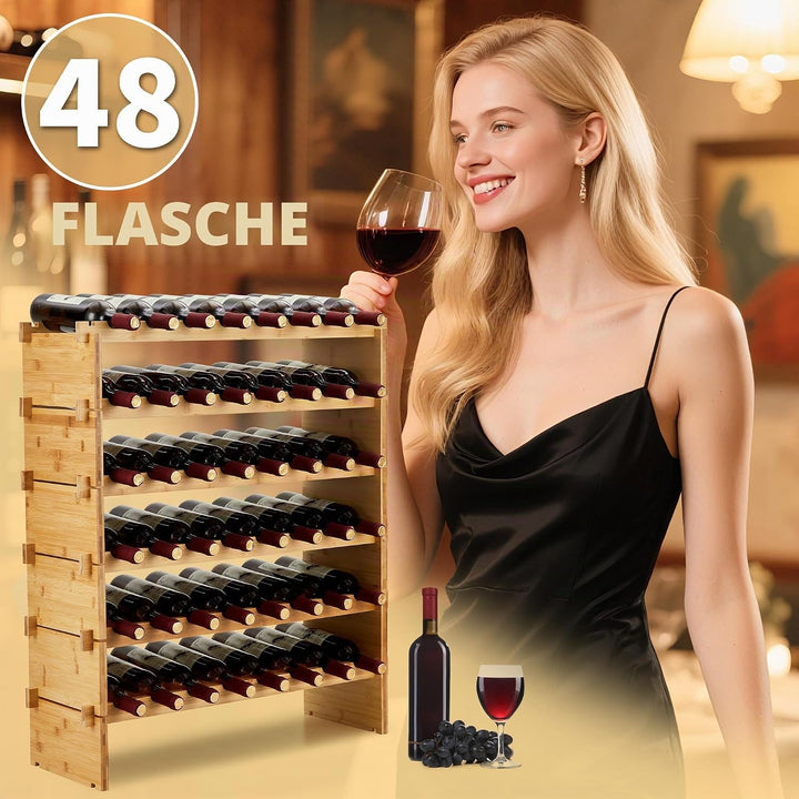 Weinregal Bambus Stapelbar Flaschenregal Flaschenständer Weinständer Ohne Schrauben, AA-Qualität, St