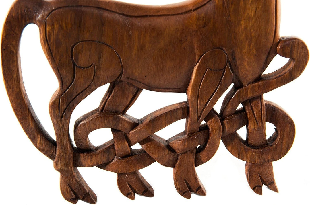Windalf Wandbild KELTISCHER HIRSCH 26 cm links schauend Holzbild Handarbeit aus Holz