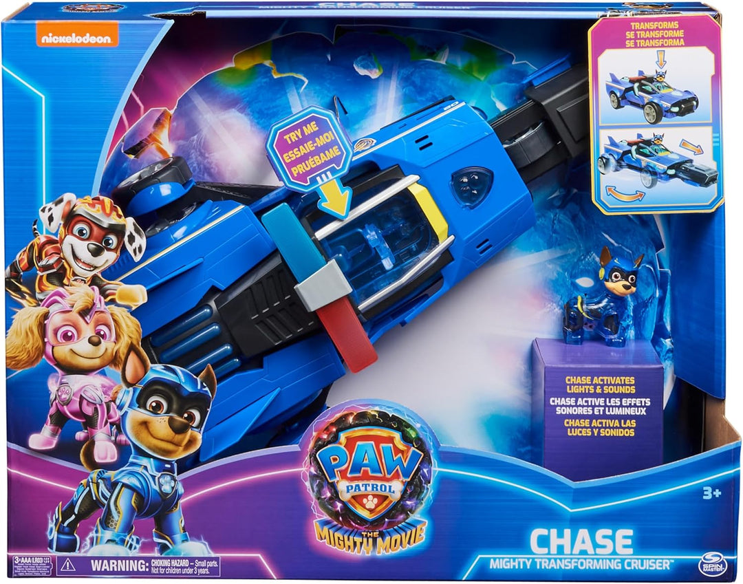 Paw Patrol: Der Mighty Kinofilm, 40cm langes Chase Deluxe Superhelden-Raketenfahrzeug inkl. Chase Fi