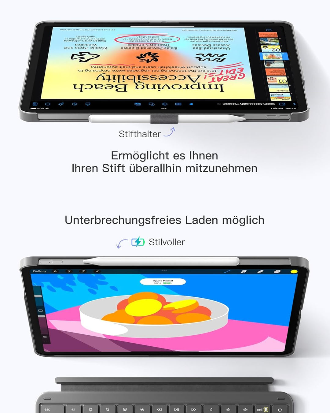 Inateck Tastatur Hülle Kompatibel mit iPad Air 13 Zoll (2025/2024),Tastatur für ipad Pro 12.9 Zoll 6
