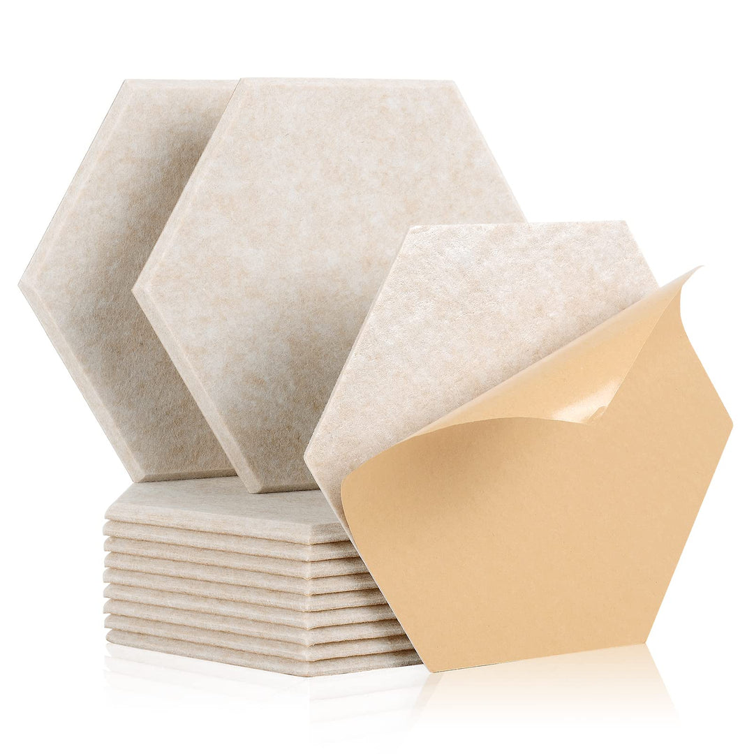 Rdutuok 12 Stück Selbstklebend Akustik Panel,30x26x1cm Hexagon Akustik Absorber Schallschutzplatten