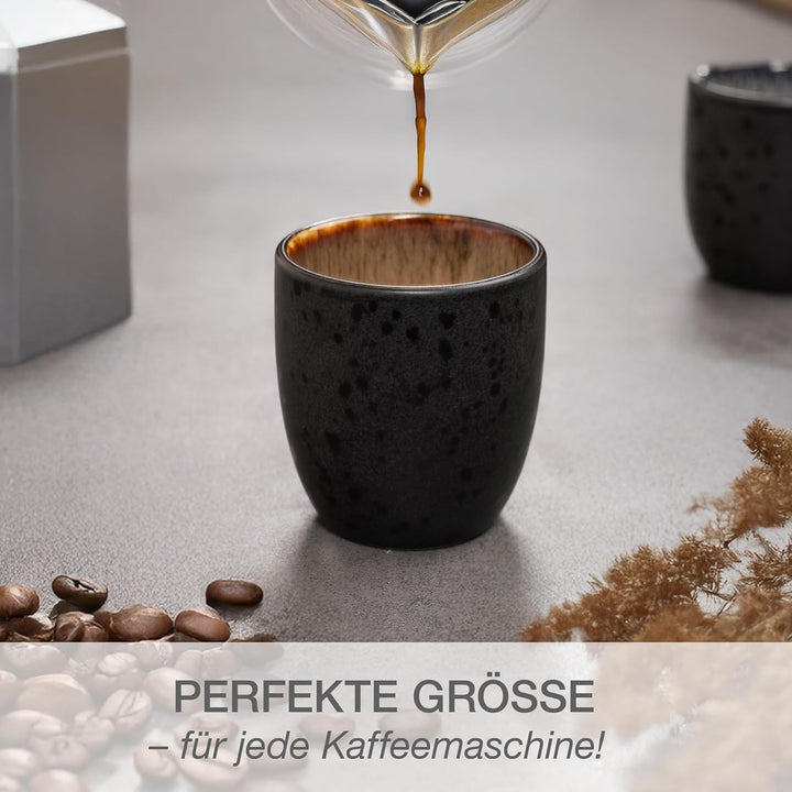 Moritz & Moritz SOLID Espressobecher 4er Pack - Steingut Espresso Tassen 70 ml im Set - Reaktives De