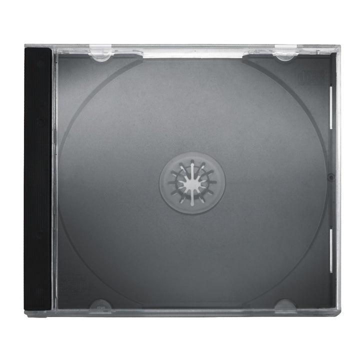 CD Jewelcase/CD Hüllen/CD Leer Hüllen für 1 CD/DVD, transparent, Tray schwarz (10mm) 50 Stück im Kar