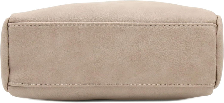 FashionPuzzle Kleine Umhängetasche mit 3 Reissverschlüssen Beige Ziegelstein, Beige Ziegelstein