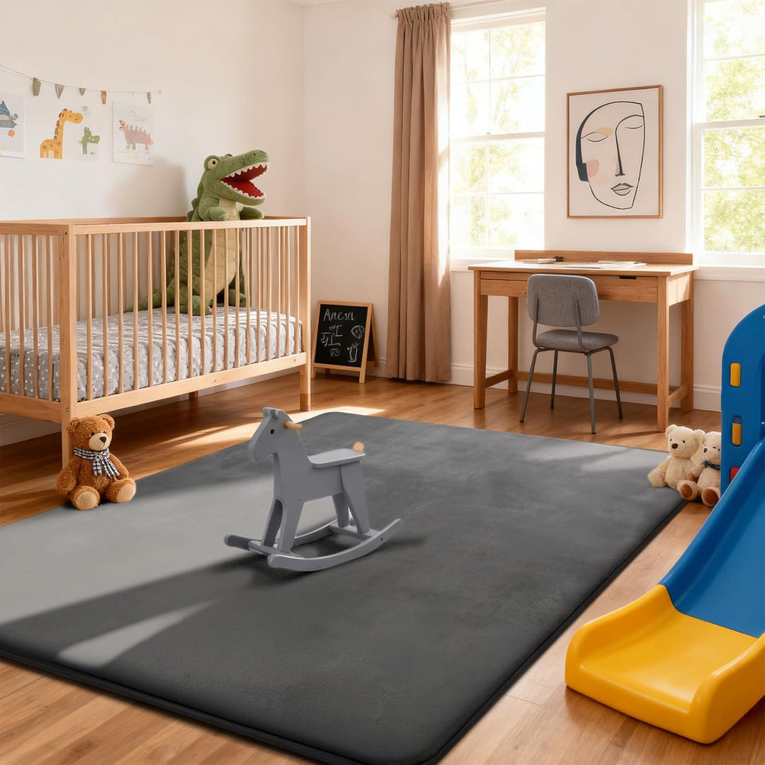 Krabbelmatte Baby 127×127cm, 3cm Dicke Schaumstoff Spielmatte, Ultraweiche Stütze Plüschiges Gefühl