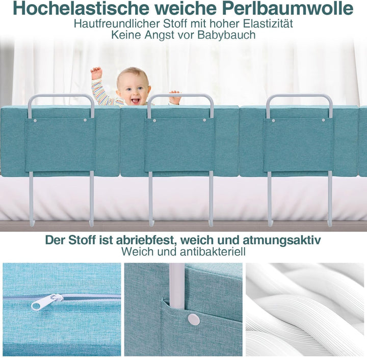 Bettgitter Bettschutzgitter 60 cm, Rausfallschutz für Kinderbett und Familienbett, 5-Fach höhenverst